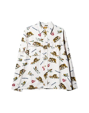 휴먼메이드 25FW 애니멀 캐릭터 플란넬 셔츠 HM30SH011 WHITE