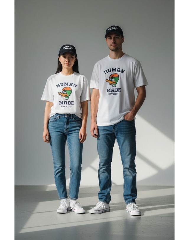 휴먼메이드 휴먼메이드 25FW 그래픽 커플 반팔티셔츠 DUCK HM30TE006 WHITE 착용컷