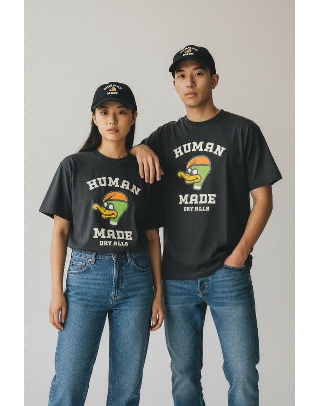 휴먼메이드 휴먼메이드 25FW 그래픽 커플 반팔티셔츠 DUCK HM30TE006 BLACK 착용컷