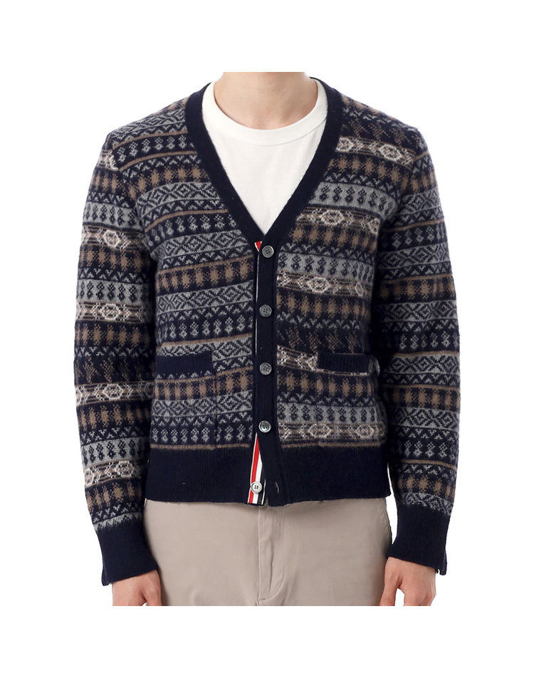 THOM BROWNE 톰브라운 메리노 울자카드 브이넥 남성 가디건 MKC598F Y1026 415 MKC598F Y1026 415-99