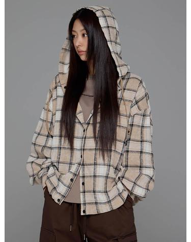 [라이프워크] 여성) 빈티지 후드 체크 셔츠_LW254SR803