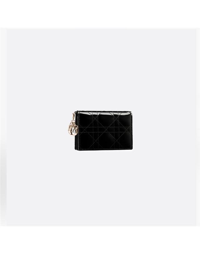 디올 [국내백화점/당일배송] 디올 Lady Dior Bloom 카드지갑 블랙페이턴트 까나쥬 송아지 S0011OVRB M900 착용컷