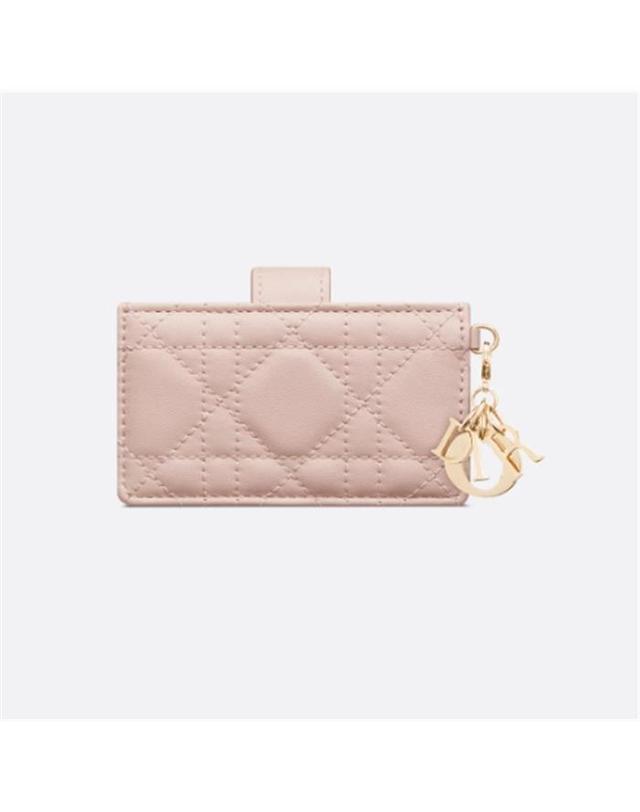 디올 [국내백화점/당일발송] [국내백화점/당일발송] 디올 Lady Dior Jasmine 카드 지갑 파우더 핑크 S0074ONMJ_M973 착용컷