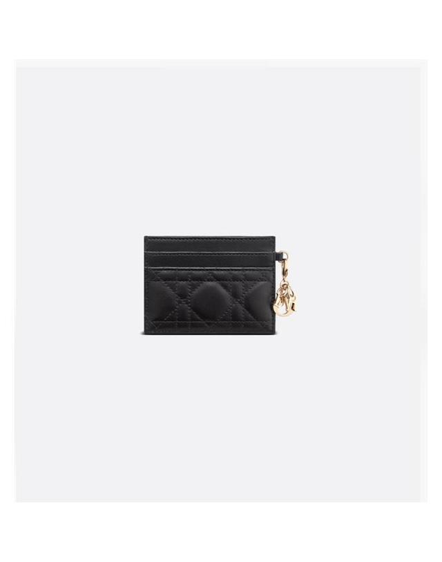디올 [국내백화점/당일발송] [국내백화점/당일발송] 디올 Lady Dior Freesia 카드 지갑 블랙 까나쥬 양가죽 S0974ONMJ_M900 착용컷