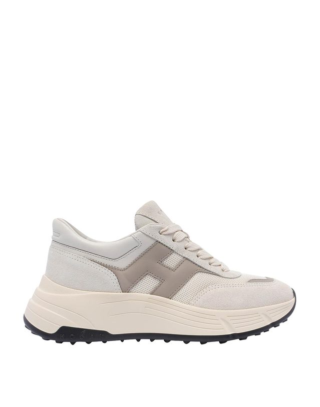 호간 [해외직구] 25SS 호건 Mixed 패브릭 스니커즈 with 레더 s 베이지 앤 화이트 trainer model with 러버 sole HXW6690FR30U6X680K TP572922324 착용컷