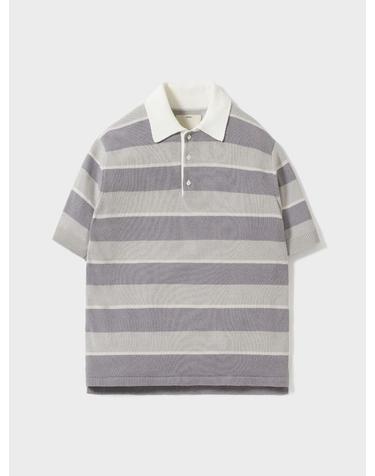 [20%페이백]Short Sleeve Rugby Polo Knit_Light Gray