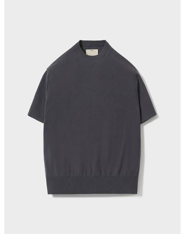 Short Sleeve Comfort Crewneck Knit_Charcoal