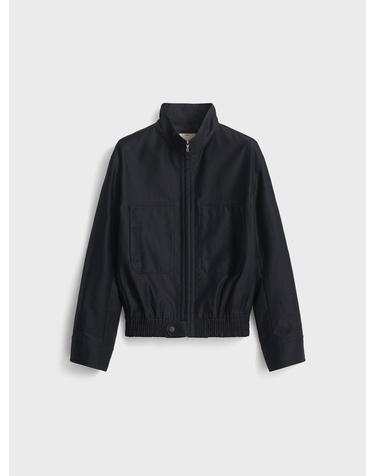 Cotton High Neck Blouson_Dark Navy