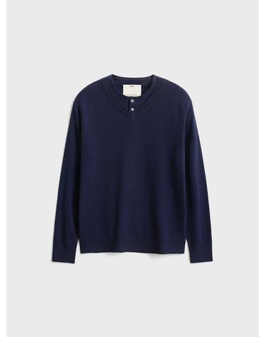 Double Layered Henryneck Knit_Navy