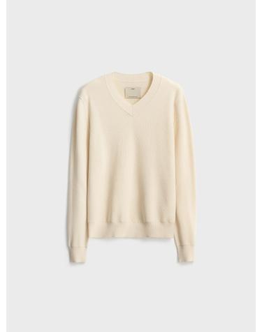Mid Weight V Neck Knit_Cream