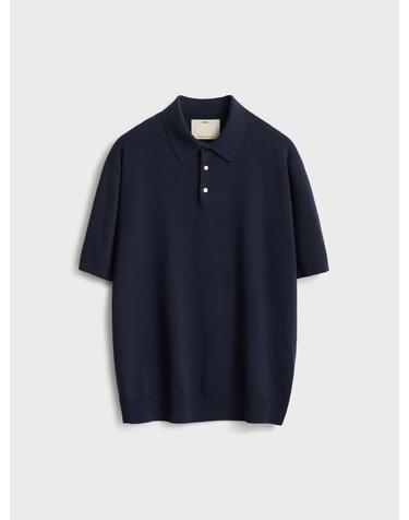 Short Sleeve Comfort Polo Knit_Navy