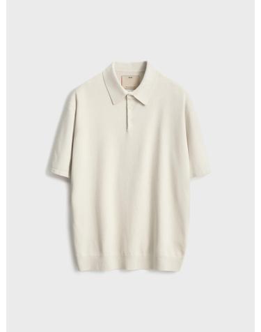 Short Sleeve Comfort Polo Knit_Ivory