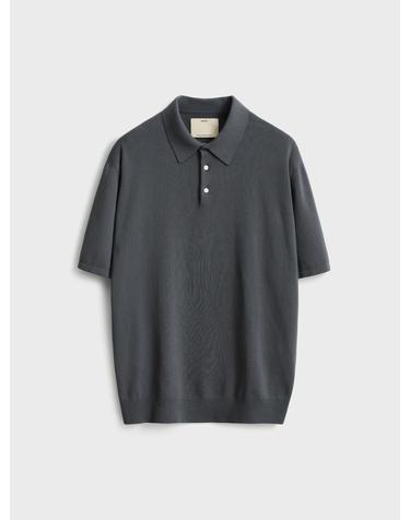 Short Sleeve Comfort Polo Knit_Charcoal