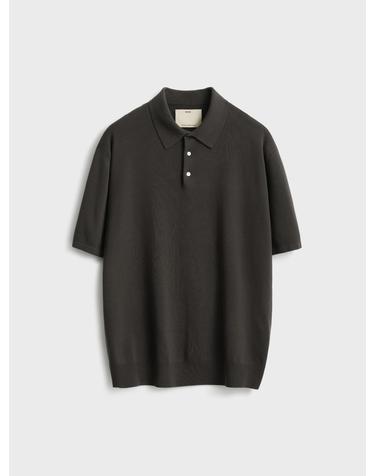 Short Sleeve Comfort Polo Knit_Brown