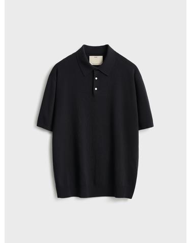 Short Sleeve Comfort Polo Knit_Black