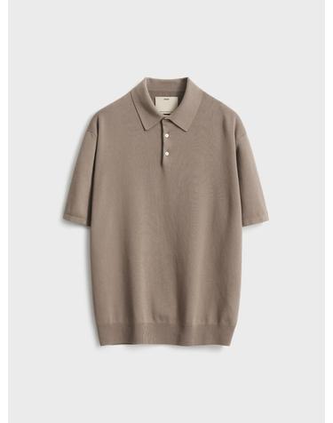 Short Sleeve Comfort Polo Knit_Beige