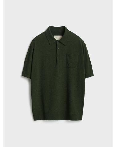 Short Sleeve Boucle Polo Knit_Deep Green