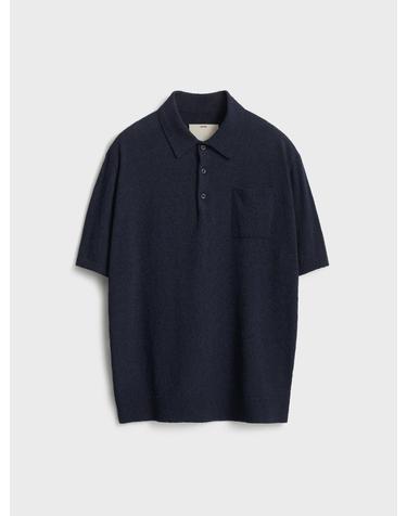 Short Sleeve Boucle Polo Knit_Dark Navy