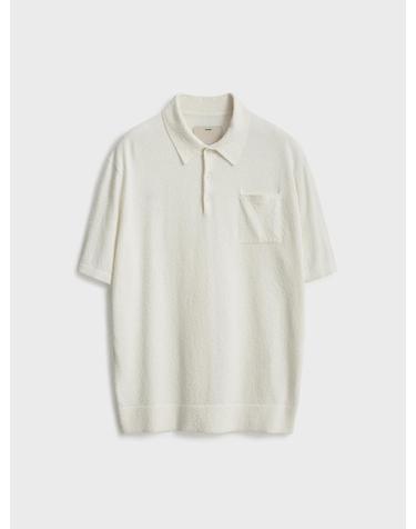 Short Sleeve Boucle Polo Knit_Cream
