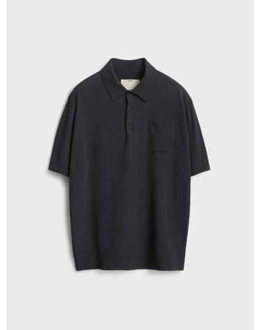 [20%페이백]Short Sleeve Boucle Polo Knit_Charcoal