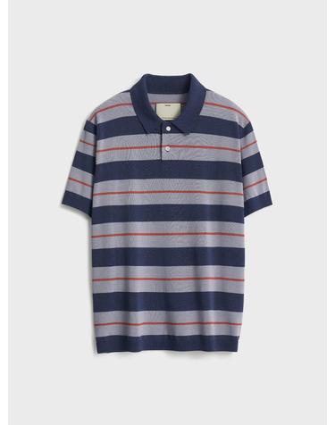 Short Sleeve Classic Polo Knit_Navy Stripe