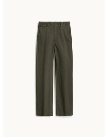 Linen Cotton Officer Chino Pants_Dark Olive