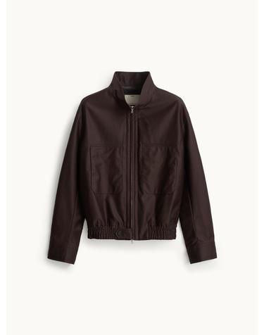 Cotton High Neck Blouson_Dark Brown