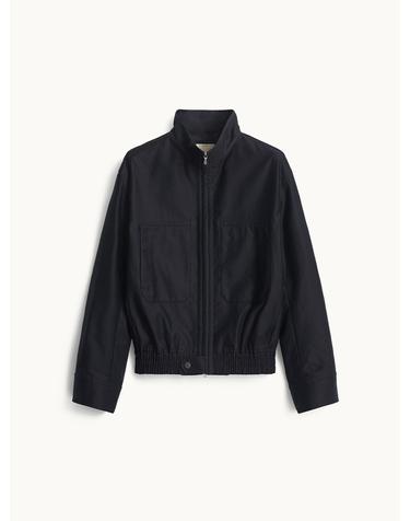 Cotton High Neck Blouson_Dark Navy