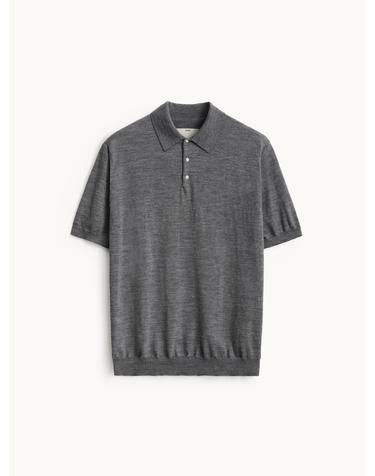 [20%페이백]Super Fine Wool Polo Knit_Melange Gray