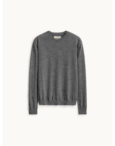 Super Fine Wool Crewneck Knit_Melange Gray