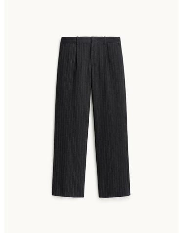 Wool Wide Trouser_Black Stripe