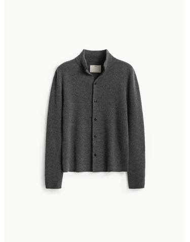 Cashmere Compact Highneck Cardigan_Charcoal