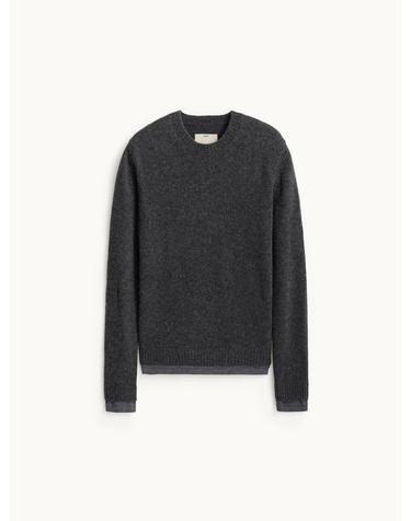 Cashmere Layered Crewneck Knit_Melange Charcoal