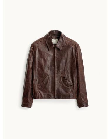 Single Leather Jacket_Red Brown