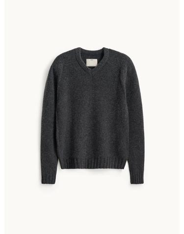 Cashmere V-Neck Knit_Melange Charcoal