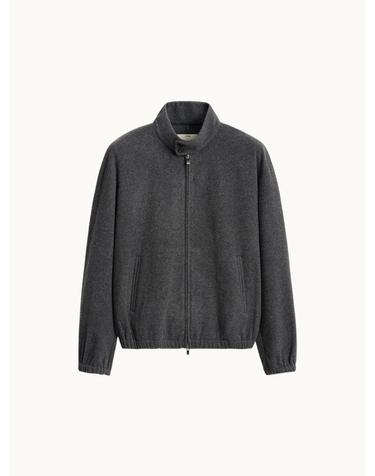 Wool Jersey Zip-up Jumper_Charcoal