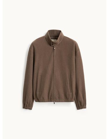 Wool Jersey Zip-up Jumper_Taupe