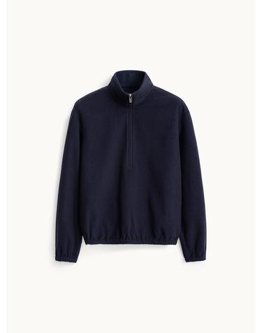 Wool Jersey Half Zip-Up_Mid Night Navy