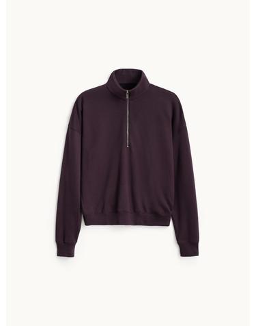 Relaxed Half Zip-up Sweat Shirt_Deep Wine