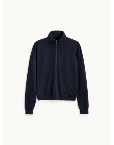 Relaxed Half Zip-up Sweat Shirt_Mid Night