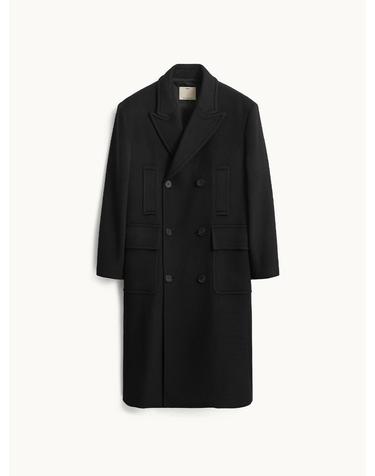 Melton Wool Double Breasted Coat_Black