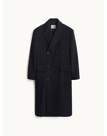 Melton Wool Double Breasted Coat_Dark Navy
