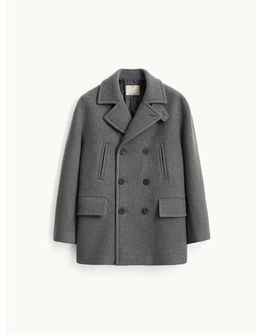 Melton Wool Pea Coat_Charcoal