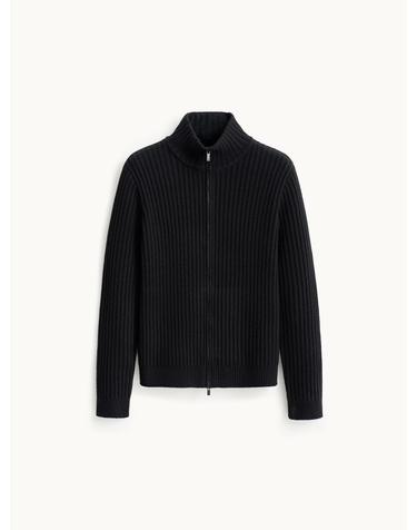 Cashmere Pull Zip-up Knit_Black