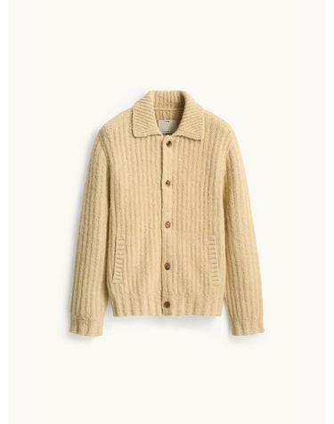 Wool Polo Cardigan_Butter Yellow