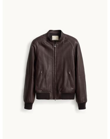 Leather Bomber Jacket_Dark Brown