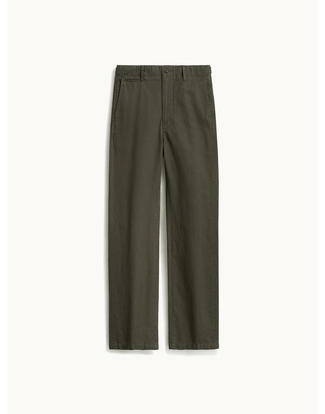 포터리 Linen Cotton Officer Chino Pants_Dark Olive 착용컷