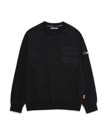 내셔널지오그래픽 N251USW110 NRN 가슴포켓 세미오버핏 맨투맨 CARBON BLACK