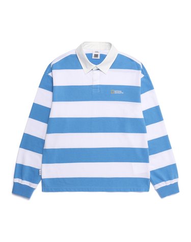 N261UTS901 스트라이프 럭비 세미오버핏 긴팔 티셔츠 WHITE