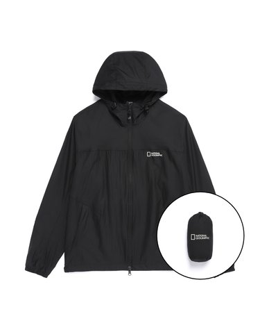 내셔널지오그래픽 N262UJP911 라이트팩 후드 풀집업 바람막이 BLACK